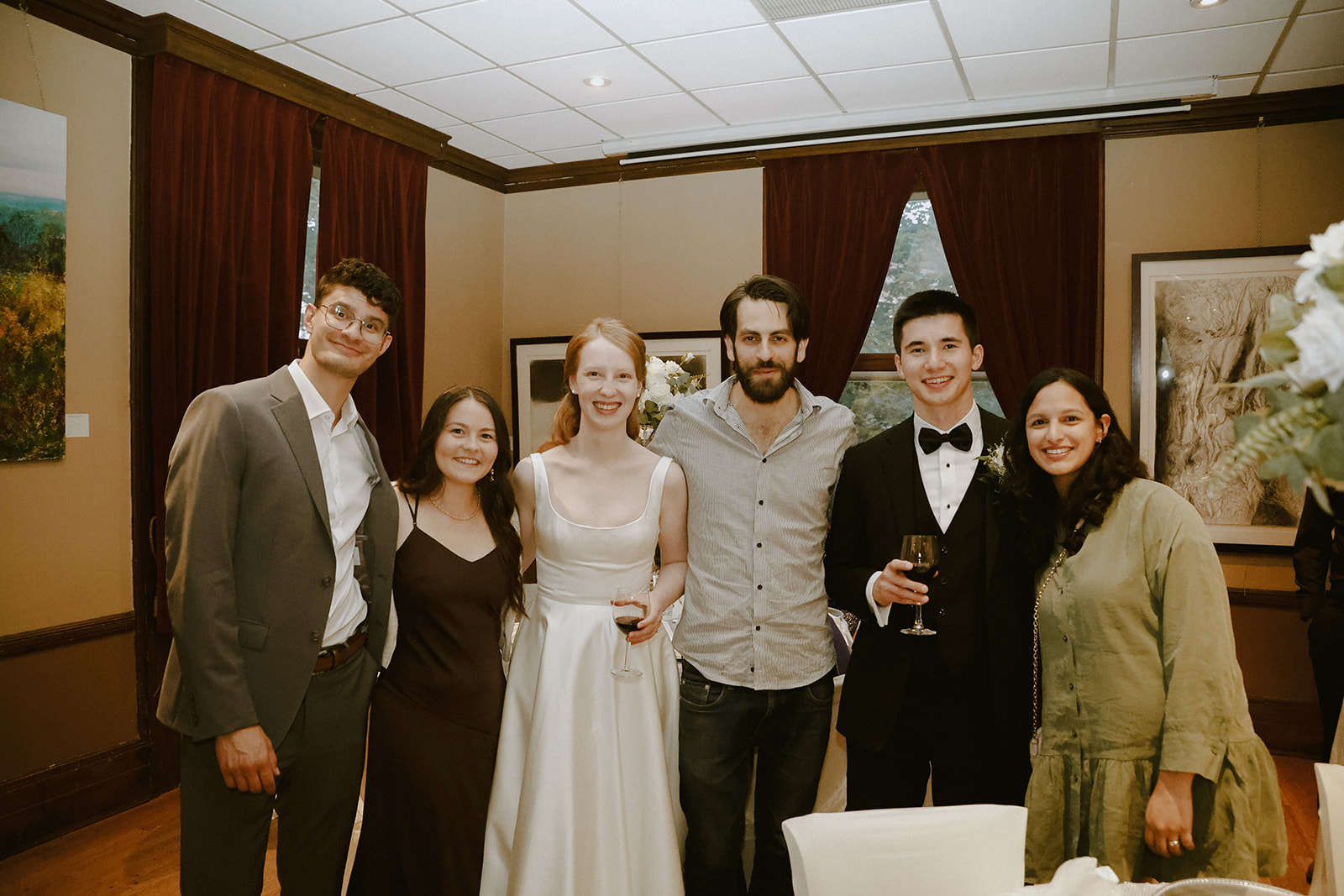 Bride and groom with guests.