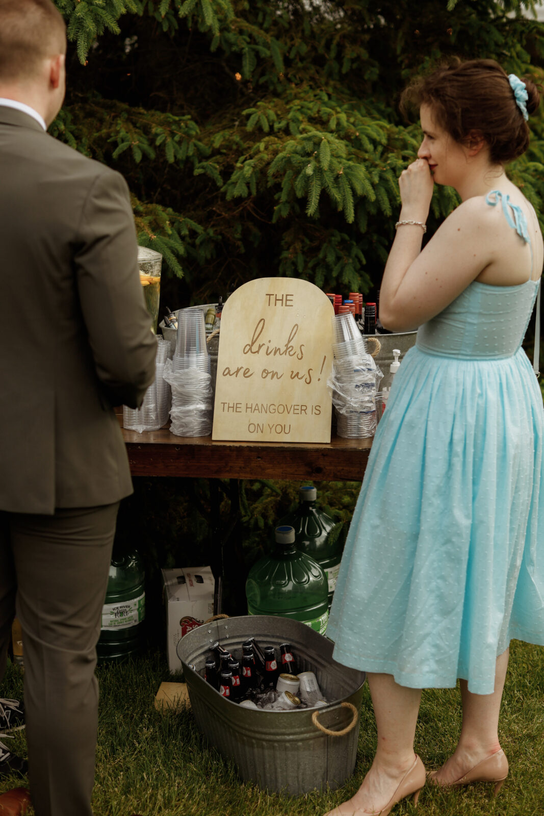 Sign saying "The drinks are on us! The hangover is on you."- Wedding Photography - Kingston ON