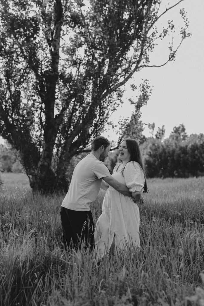 Engagement photography in field