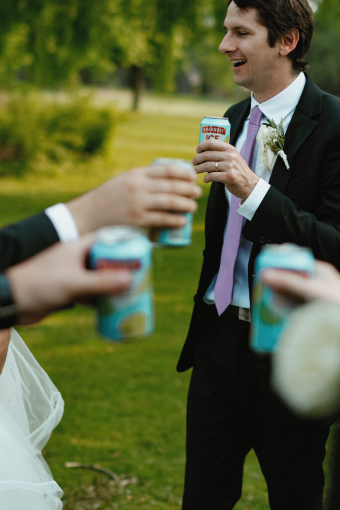 Groomsmen with Smirnoff Ice Can