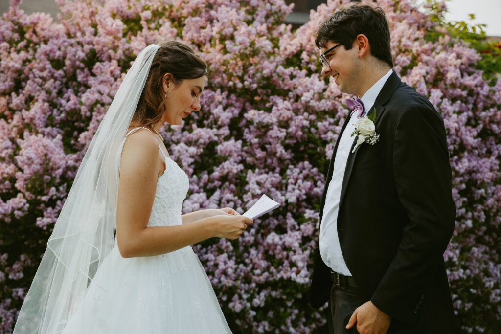 Bride and Groom exchange private vows