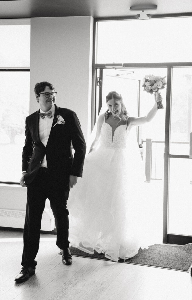 Bride and Groom enter wedding