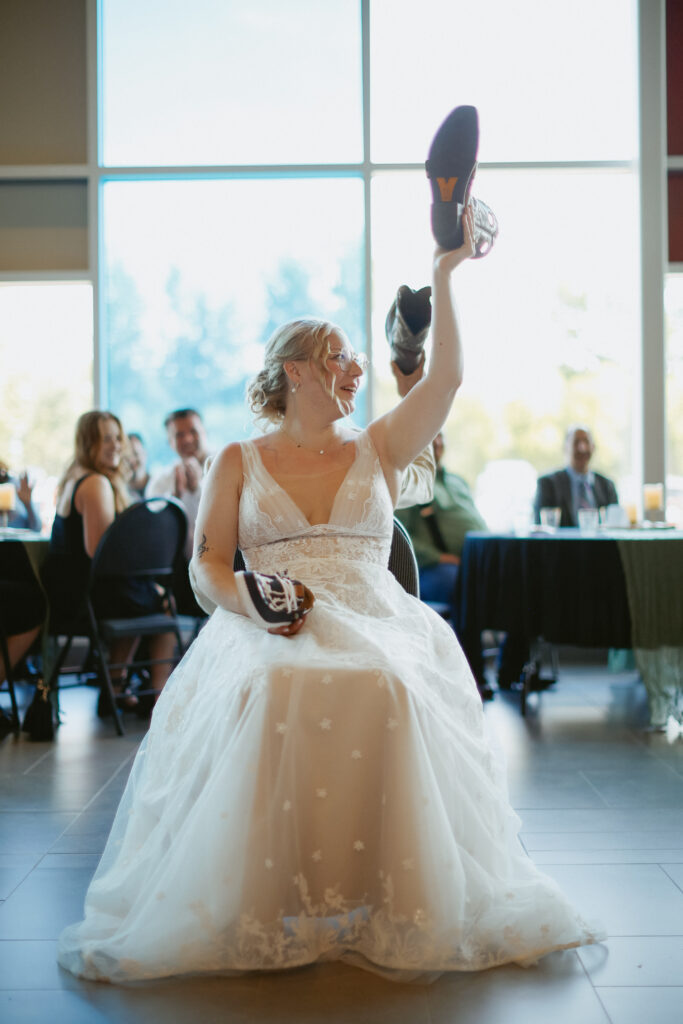 Shoe game at wedding