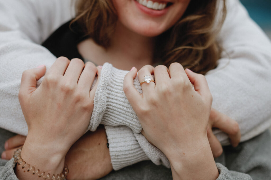 Engagement photography. Close up on the ring. 