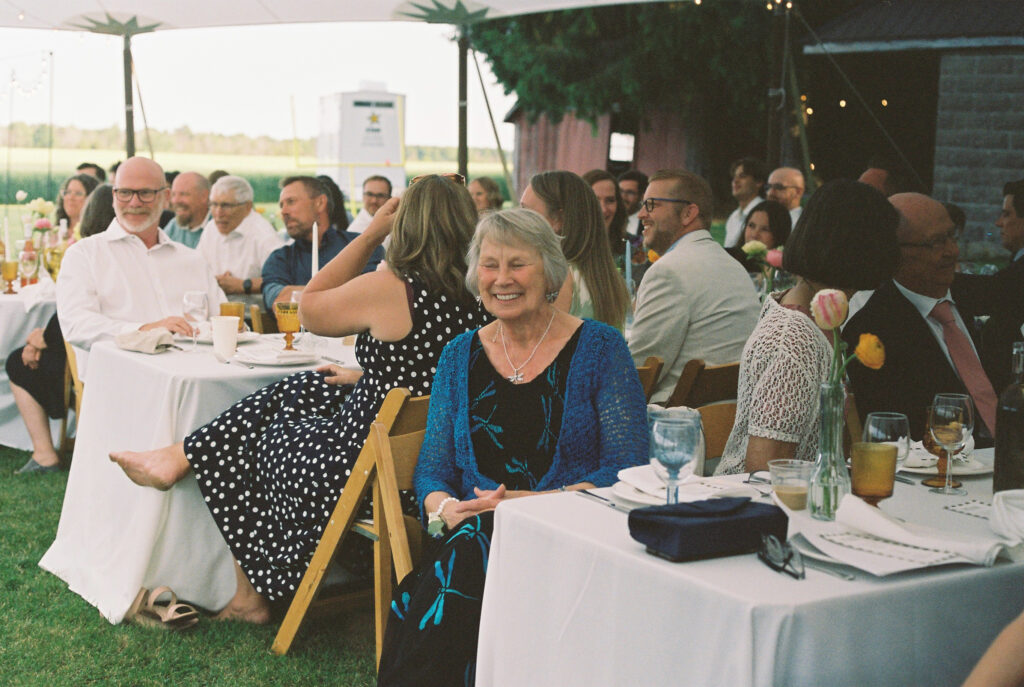 close up of wedding guest 