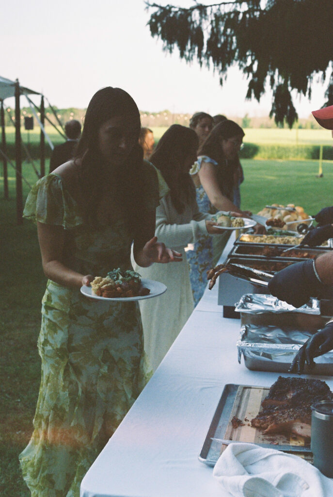 buffet style meal at wedding